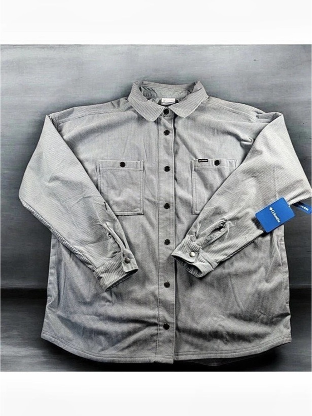 Columbia Women’s Striped Button Down Shirt Jacket in Gray NWT